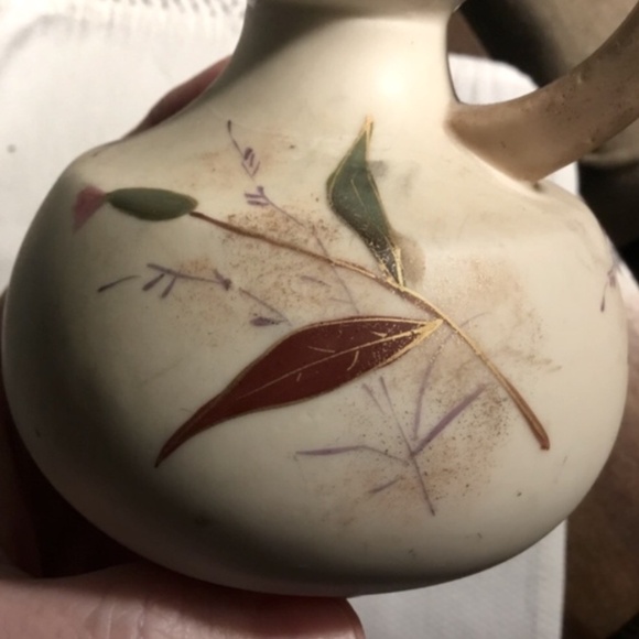 Antique Austrian Porcelain Vase with Handle~Hand Painted Flowers-Signed - Picture 9 of 12